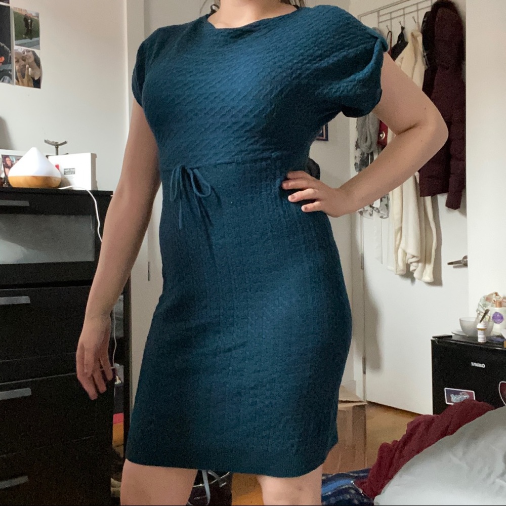 Evan-Picone Emerald Green Knit Short Sleeve Dress